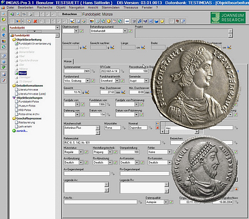 Screenshot: Erfassung von Münzen